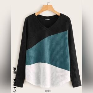 Shein Colorblock Waffle Knit Tee